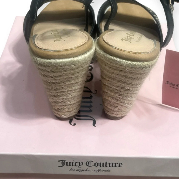 Juicy Couture Black Metal Stud Espadrille Platform Ankle Strap Wedge Sandals 9 - Picture 4 of 14
